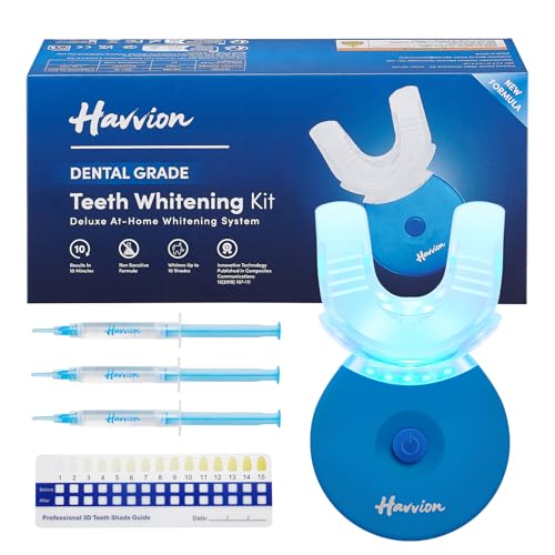 Teeth Whitening Kit, LED Accelerator Light, 3 Carbamide Peroxide Whitening Gel, Dental-Grade Whitening at Home