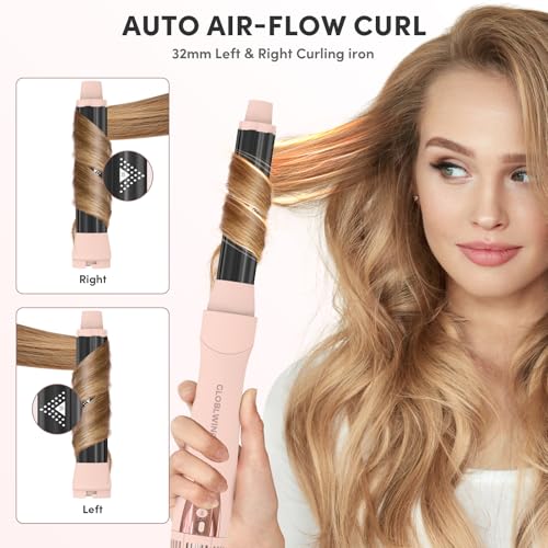 Hair Dryer Brush 6 in 1 Hot Air Styler, 110,000 RPM High-Speed Negative Ionic Blow Dryer, Auto-Wrap Curlers, Paddle Brush for Fast Drying, Curling, Straightening, Volumizing with Storage Case Pink