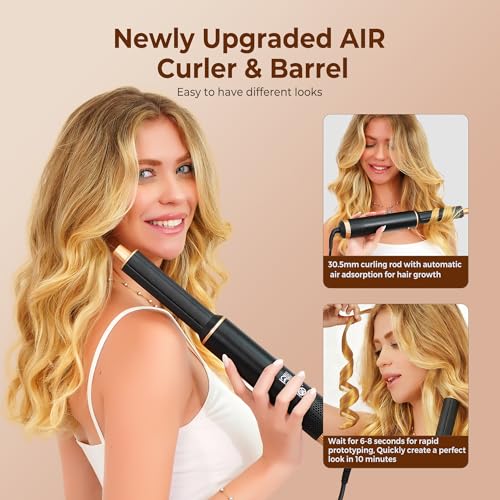 5 in 1 Blow Dryer Brush, Upgrade Hair Dryer Brush Air Curler Air Curling Wrap Styler, Detachable Hot Air Brush Negative Ion Curling Brush Iron, Hair Styling Tools for Drying Curling Straightening