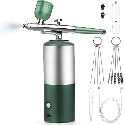 Oxygen Facial Machine,Facial Steamer Home Facial Spa with Rechargeable and Portable High Pressure,Oxygen Sprayer for Skin Rejuvenation,Green
