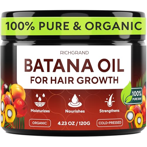 Batana Oil for Hair Growth - 100% Raw & Organic Unrefined Batana Oil - Cold Pressed Hair Mask for Scalp Health, Thicker Hair & Split Ends Repair - Natural & Pure (4.23 oz)