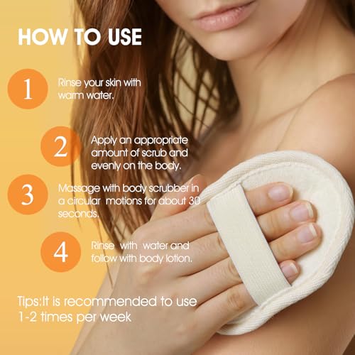 Body Scrub, Turmeric Exfoliating Body Scrub, with Coconut Oil & Vitamin C, Bikini Area Exfoliator Gently Exfoliate Body Hand and Foot Scrub, Moisturized Skin for Women and Men, 11.28oz/320g