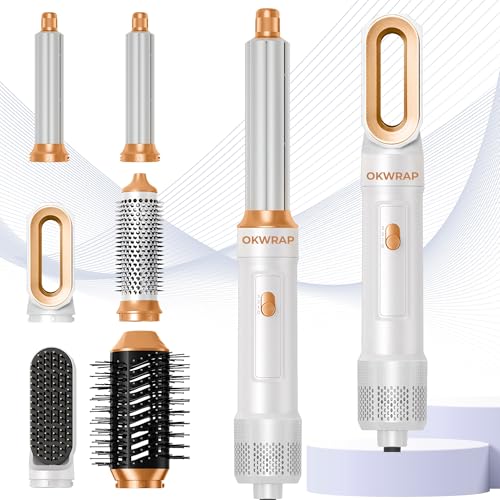 6 in ONE Blow Dryer Brush,Air Curling Iron Round Brush Blow Dryer 800W,Ionic Hair Dryer Brush for Women, Hot Air Brush Hair Styling Tools 100-120V