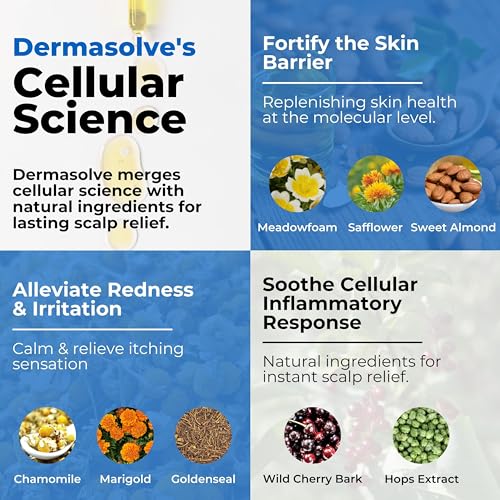 Dermasolve 4 oz Psoriasis, Seborrheic Dermatitis, & Dandruff Scalp Oil - Dermatologist Approved - Flaky Scalp Relief, Clinically Tested, Long-Lasting Itch-Free, High-Performance Formula