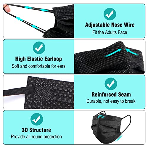 100 Pack Disposable Face Masks, 3 Ply Filter Protection Disposable Face Masks