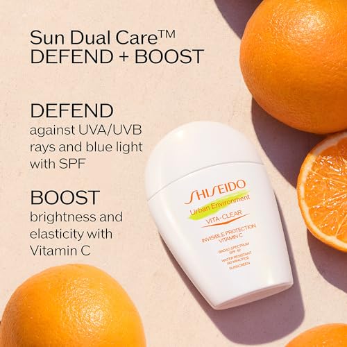 Shiseido Urban Environment Vita-Clear Sunscreen SPF 42 - Invisible Formula with Vitamin C - No-Shine, Makeup Effect for 8 Hours - Non-Comedogenic - 30 mL