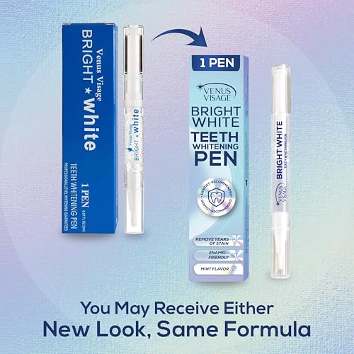 Venus Visage Award Winning Teeth Whitening Pen, 20+ Uses - Teeth whitening Gel Professionally formulated - Best Teeth whitening kit Teeth Whitener - Low Sensitivity (Mint) (0.07 Fl Oz (Pack of 4))