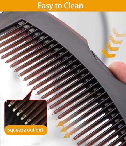 Dandruff Comb Fine Tooth Scalp Detox Comb Lice for Women, Men & Kids Stainless Steel Scalp Detoxing, Sweep & Massage Hair Brush Tool for Hair Care (Brown+Red)