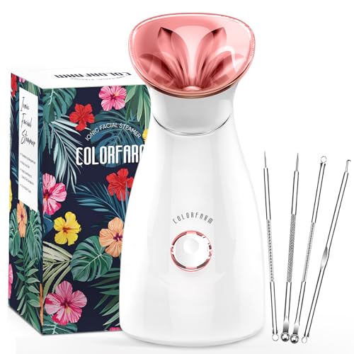 Colorfarm Facial Steamer Nano Ionic: Face Steamer Deep Cleaning Unclogs Pores - Humidifier Hot Mist Home Sauna Spa for Women Men Sinuses Moisturizing