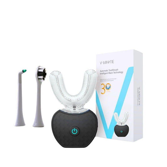 V-WHITE Ultrasonic U-Shaped Toothbrush for Teeth Whitening, Electric Toothbrush For Adults - 360° Mouth Cleansing, Hands Free Gums Protection - Wireless Charging & LED Light -Waterproof IPX7 Certified