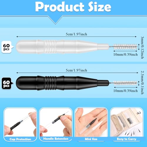 120Pcs Interdental Brushes, 360° Bendable Soft Bristles Braces Flossers Dental Brushes Between Teeth Gum Interdental Brushes for Gum Braces Oral Teeth Cleaning Tool (Black, White)