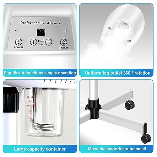 Professional Facial Steamer for Atomization Humidifier Atomizer, Adjustable Height and Angle, Face Steamer Clean Skin Firming Pores and Moisturizing Suitable for a Beauty, Spa, at Home