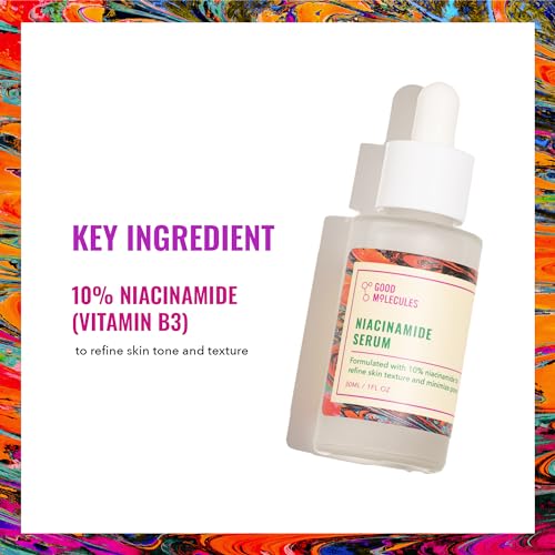 Good Molecules Niacinamide Serum - 10% Niacinamide to Target Blemishes, Nourishment, and Skin Tone - Ultra Hydrating Serum and Brightening Skin Care for Face