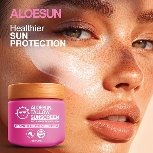 Organic Beef Tallow Sunscreen SPF 30 - Natural Sunblock Lotion for Face and Body with Non Nano Zinc Oxide Mineral Protection - Reef Safe Travel Size Tallow Moisturizer for Adult and Baby - 2.12 Oz