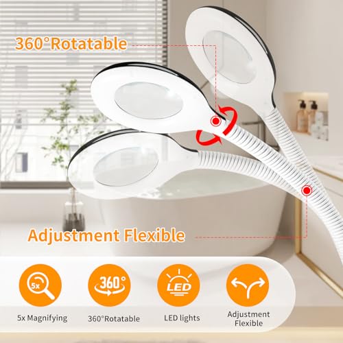 Professional Facial Steamer, 2 in 1 Facial Steamer on Wheels with 5X Magnifying Lamp, Steamer for Face Adjustable Height, Steamer for Facial for Salon, Spa and at Home Use