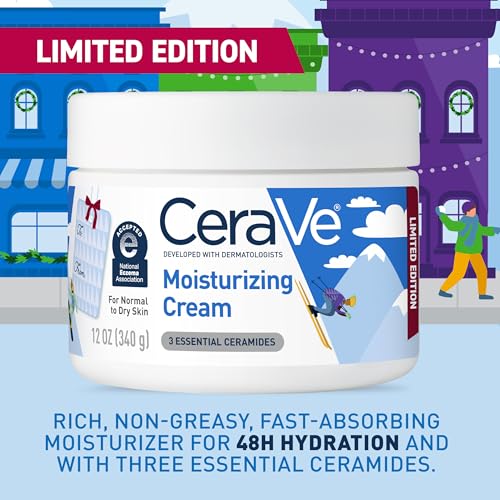 CeraVe Après Ski Moisturizing Cream, Body and Face Moisturizer for Dry Skin, Hyaluronic Acid and Ceramides, Daily Moisturizer, Oil-Free, Fragrance Free, Non-Comedogenic, Limited Edition, 12 Ounce