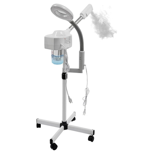 2-in-1 Facial Steamer with 5X Magnifying Lamp, Adjustable Mist, Deep Cleaning for Personal Skin Care, Face Steamer for Esthetician, Professional Facial Humidifier for Home Beauty Salon, White
