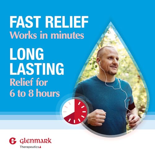 Glenmark Therapeutics Olopatadine Eye Drops for Allergies, Redness Relief, Antihistamine Eye Drops, Allergy Relief from Pet Dander, Pollen, Grass, Ragweed, Works in Minutes, Olopatadine HCl 0.1%, 5ml