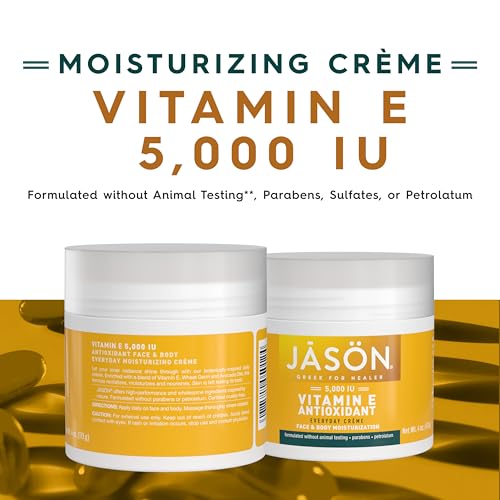 JASON Vitamin E 5,000 IU Moisturizing Crème, For Face and Body, 4 Fluid Ounces