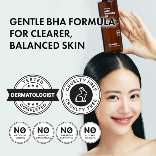 Hanskin BHA Pore Cleansing Oil, Gentle Blackhead Cleanser and Makeup Remover for Combination and Oily Skin, Korean Skincare [BHA/10.14 oz]