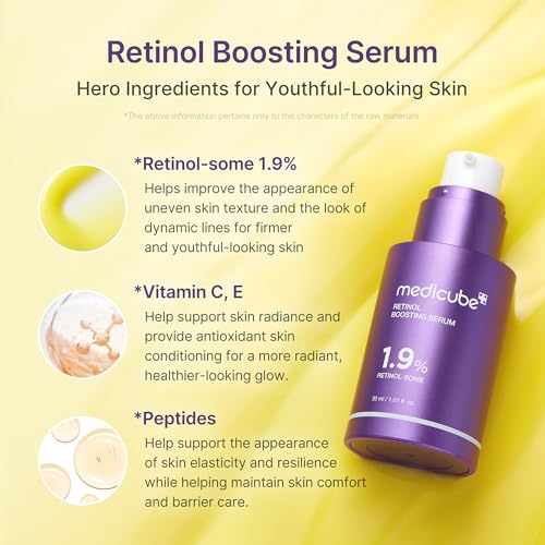 medicube Retinol Boosting Serum | Intensive Firming, Hydration & Plumping Care with Retinol, Peptides & Vitamins | Pore-Refining, Smooth Radiant Skin | Korean Skincare, 1.01 fl. oz