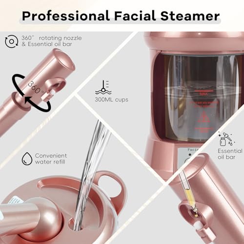 Facial Steamer, Professional Face Steamer Tabletop with Extendable Nozzle, Portable Nano Ionic Face Steamer for Home Use