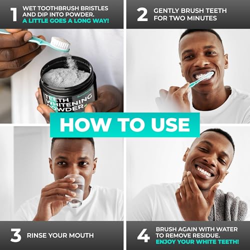 Teeth Whitening Powder - Remineralizing Tooth Powder with Nano Hydroxyapatite, Charcoal + Bentonite & Kaolin Clays - Gentle Tooth Polish for Sensitive Teeth, Fluoride-Free, Mint, 2 oz