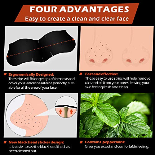 Men Blackhead Pore Strips - 120 Strips - Deep Cleansing - Face Nose Pores - Blackheads Removal - Large Size For Nose+Face