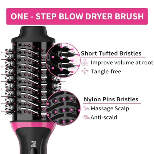Hair Dryer Blow Dryer Brush in One, Professional Hot Air Brush 4 in 1 One Step Hair Dryer and Styler Volumizer with Negative Ion for Drying, Straightening, Salon for All Hair Types