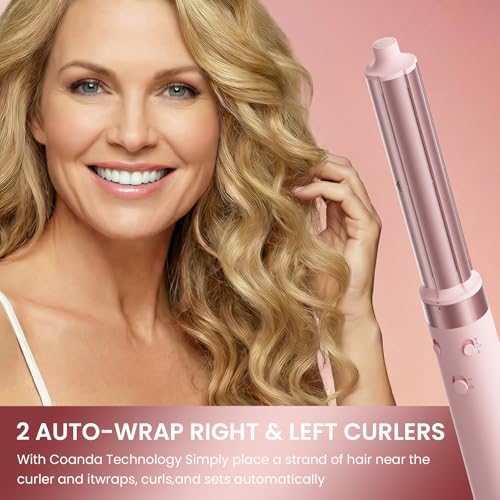 MESCOMB Dual Voltage Hot Air Styler Wrap - 5 in 1 Hair Dryer Brush with Fast Drying Blow Dryer, Styling, Straightening & Volumizing with Travel Bag (100V–240V) -Pink