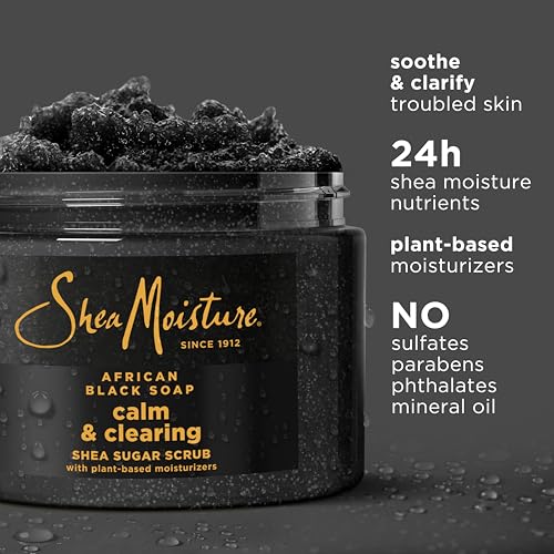 SheaMoisture Sugar Body Scrub African Black Soap for healthy, glowing skin African black soap with 24h shea moisture nutrients 12 oz
