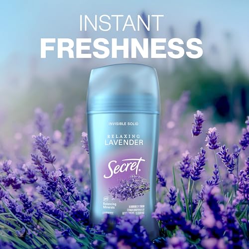 Secret Fresh Antiperspirant Deodorant for Women, 72hr Breathable Sweat & Odor Protection, Instant Freshness & Gentle, PH Balancing Mineral, Invisible Solid, Relaxing Lavender Scent, 2.6 oz (Pack of 3)
