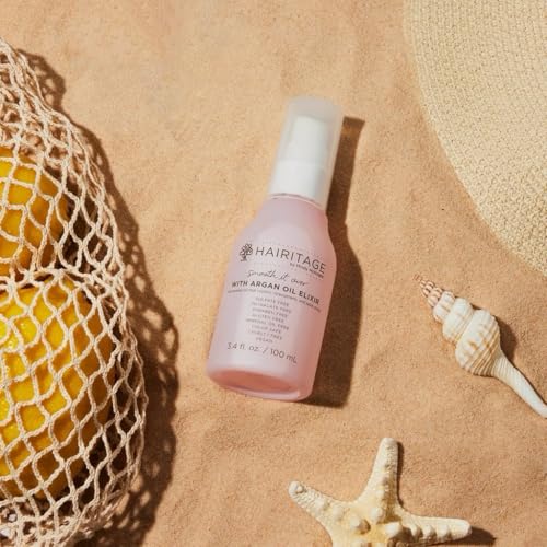 Hairitage Argan Oil Hair Oil Spray for Frizzy, Curly + Dry Damaged Hair - Lightweight Hair Oil Conditioner for Women + Men - Styling + Finishing + Control Flyaways - Moisturize + Repair Hair