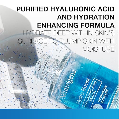 Neutrogena Hydro Boost Hyaluronic Acid Serum - with Pro-Vitamin B5 & Glycerin, Instantly Replenishes & Smooths Dry Skin with 24-Hour Weightless Hydration, 1 fl. oz.