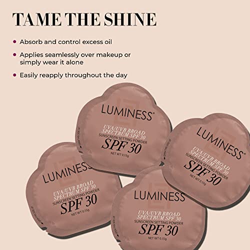 LUMINESS Sunscreen Setting Powder Packets, SPF 30, 18 Pack - UVA/UVB Broad Spectrum Protection - Non-Greasy & Non-Irritating for All Skin Types - Travel-Friendly Single-Use & Portable Packets