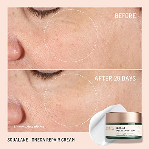BIOSSANCE Squalane + Omega Repair Cream - Ultra-Moisturizing Face Cream - Skin Care with Hyaluronic Acid, Ceramides, Squalane - Ideal for Dry & Sensitive Skin, Intense Hydration Moisturizer