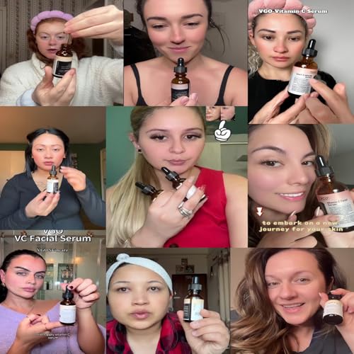 VGO Vitamin C Serum for Face, Vit C Anti Aging Serum with Hyaluronic Acid & Vitamina E, Deep Hydration Facial Care for All Skin Types, 1.01oz / 30ml