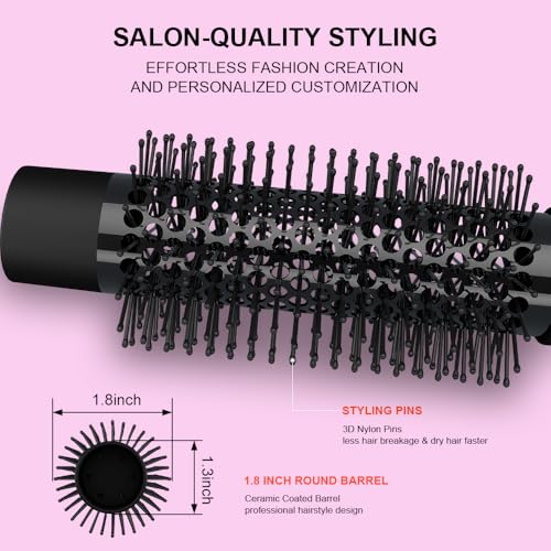4-in-1 Ionic Hot Air Brush & Blow Dryer with 3D Nylon Pins - Ceramic Titanium Anti-Frizz Styler for All Hair Types, 1000W Fast Drying & Volumizing, 2 Heat/2 Speed Smoothing