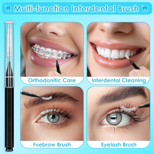 270Pcs Interdental Brush, 220Pcs Soft Dental Picks & 50Pcs Braces Brush for Teeth, Bendable Braces Flossers Heads Interdental Brushes Between Teeth Oral Tooth Braces Cleaner Kit (Black)