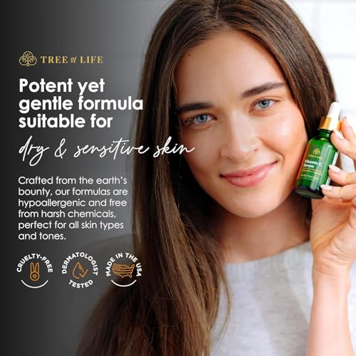 Tree of Life Beauty Facial Skin Care Set, Brightening, Firming, Hydrating, Dry Face, Dermatologist Tested - Vitamin C and Hyaluronic Acid Facial Serum - Skin Care Kit, 2 count of 1 Fl Oz