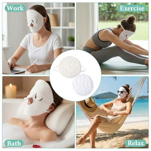 Face Steaming Towel 4 Pack Reusable Facial Steamer Spa Towel 2 in 1 Cold Hot Compress Towels Cotton Face Mask with Headband Beauty Skin Care Spa Towels for Women Girls Beauty Salons Home