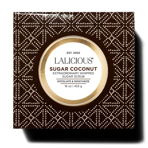 LALICIOUS Sugar Coconut Sugar Scrub, Exfoliating Body Scrub, Moisturizing Extraordinary Whipped Body Exfoliator, Gentle Exfoliating Body Scrubber Exfoliator for Radiant Skin, No Parabens - 16oz
