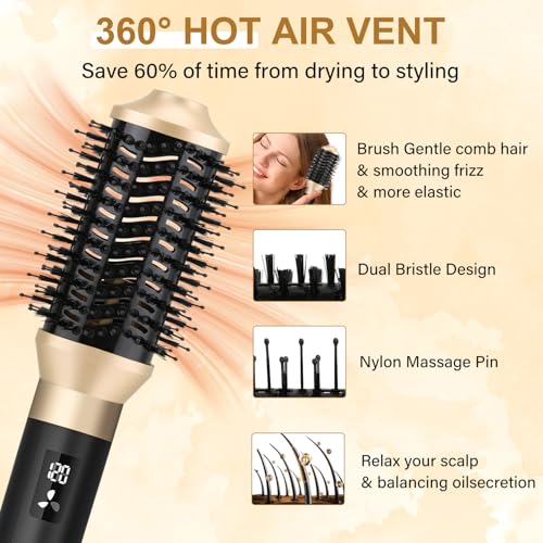 JAMIEWIN 8 in 1 Hair Dryer Brush Set, Detachable Hot Air Wrap Hair Styler with 110,000 RPM High-Speed, Fast Drying - NO Heat Damage Blow Dryer Brush for Curling, Volumizing, and Straightening