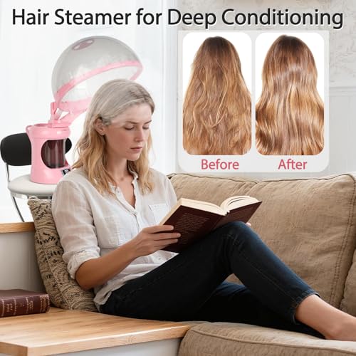 2-in-1 Hair and Facial Steamer with Extendable Arm,Face Steamer for Deep Cleaning,Hair Steamer Humidifier for Deep Conditioning,Tabletop Steamer for Personal Care Use at Home