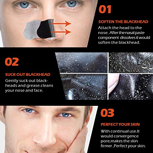 Men Blackhead Pore Strips - 120 Strips - Deep Cleansing - Face Nose Pores - Blackheads Removal - Large Size For Nose+Face