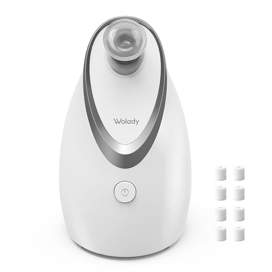 Facial Steamer, Nano-Ionic Face Steamer with Adjustable Nozzle & Aromatherapy Function, Warm Mist Humidifier Home Sauna Spa, Facial Moisturizing Deep Cleaning for Women, Birthday Gifts,White