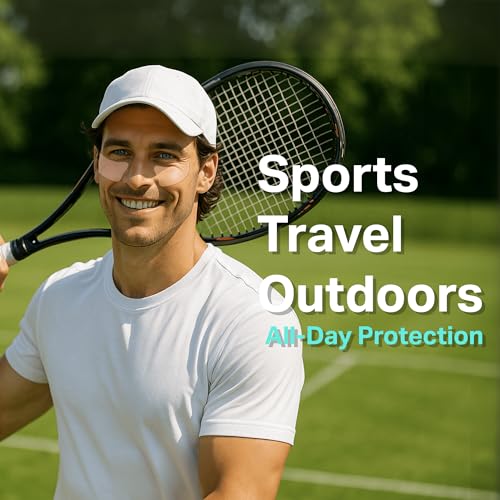 Sun Patch, Under Eye UV Protection for Golf, Hiking, Driving, Outdoor Sports | Cooling Sunblock Patches, Scar & Sun Damage Protection (2 Pack (Purple))