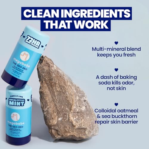 Megababe Daily Deodorant - The Geo Deo with 72 hour Odor Protection Multi-Minerals, Aluminum-Free, All Natural, 2.6 oz