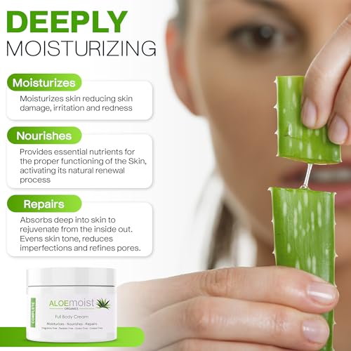 Organic Aloe Vera Face Cream & Body Moisturizing Cream, Natural Aloe Vera Lotion with Vitamin E Oil, Vitamin C, Retinol Cream, Shea Butter – Anti Aging Face Moisturizer for Women, Dry Skin (8 oz)