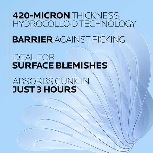 La Roche-Posay Effaclar Multi-Target Blemish Patches, Hydrocolloid Pimple Patches For Face Shields, Targets & Absorbs, Suitable Under Makeup, 22 Patches, 12 Small Size & 10 Medium Size